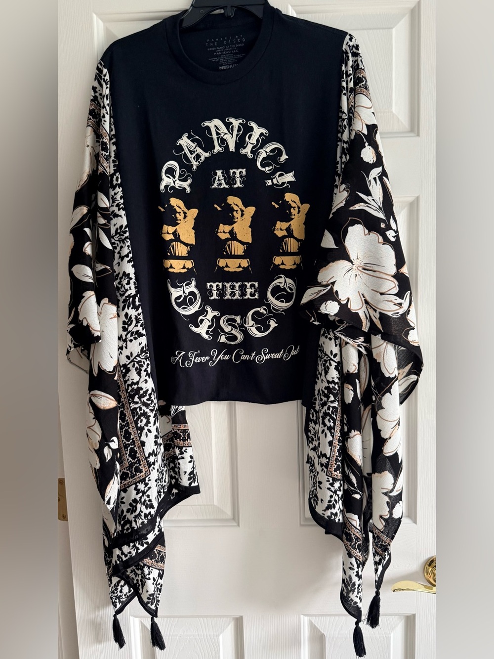 PANIC AT THE DISCO Custom Upcycled Poncho Kimono Sleeve Top OSFM OOAK BOHO